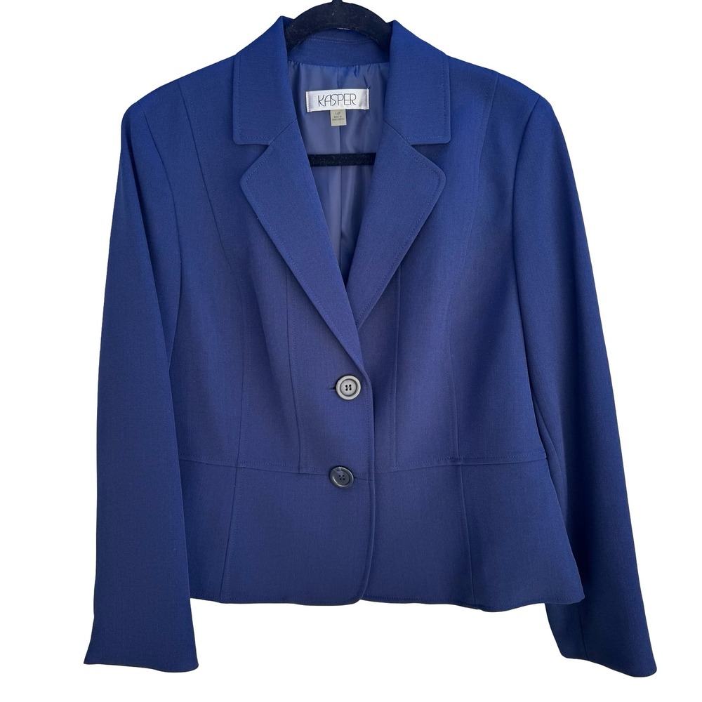 Kasper Tailored Professional Workwear Blazer Jacket Indigo Blue Womens 14P New